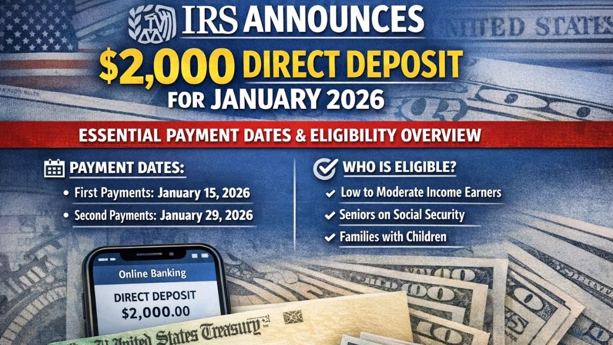 IRS Announces $2,000 Direct Deposit for January 2026 – Essential Payment Dates and Eligibility Overview